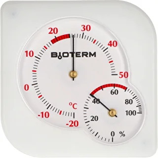 Termometru interior bimetalic cu higrometru (-20 la +50°C), alb