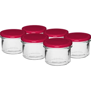 Borcan simplu 235 ml (fi82) cu capac bordo 6 buc.