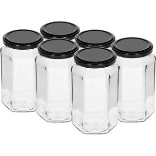 Borcan twist off 385ml cu capac negru fi 63, 6 buc.