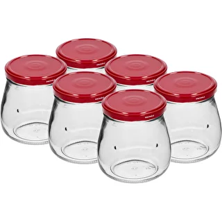 Borcan twist-off 500ml "Amforă Răsturnată" cu capac vișiniu fi 82/6, 6 buc.