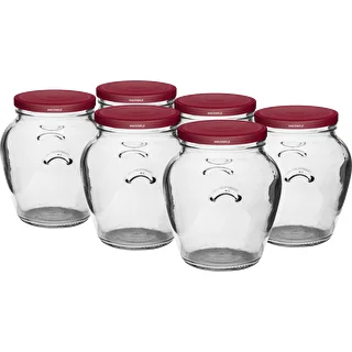 Borcan Amfora 580 ml (fi 82) cu capac bordo 6 buc