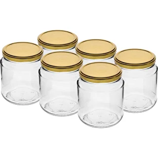 Borcan twist-off, gros 580ml cu capac auriu fi82/6, 6 buc.