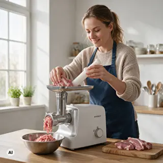 Mașină de tocat carne cu dispozitiv de mărunțire, pasator și dispozitiv de umplut cârnați, 1500 W – photo 7