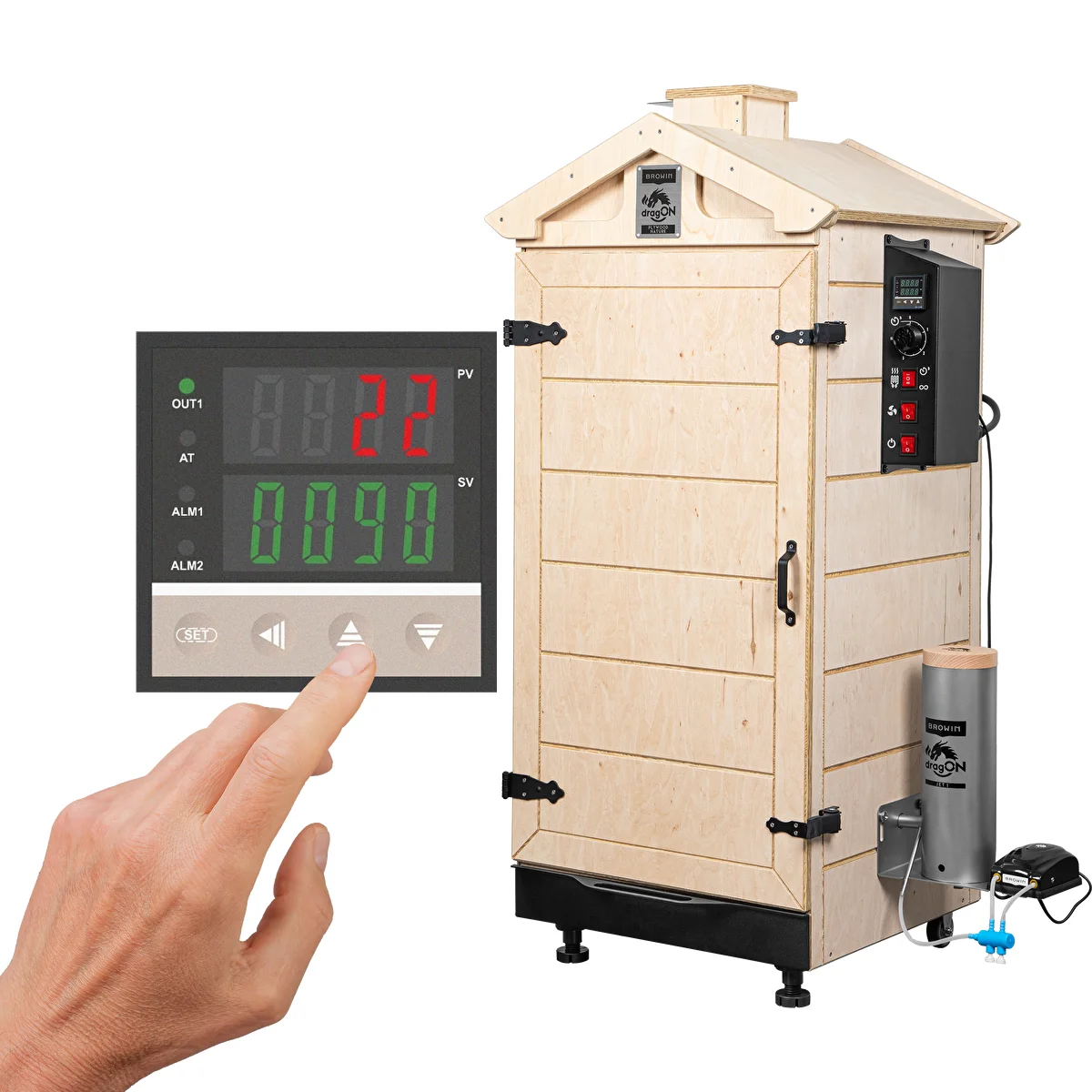 Afumătoare dragON PLYWOOD NATURE fără cadru, cu controler digital, 200 L