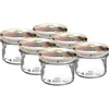 Borcan TO 235 ml cu capac colorat fi82 - 6 buc. ['borcan de sticlă', ' capace decorative', ' pentru conserve', ' pentru gemuri', ' set de borcane']