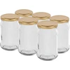 Borcan TO 300 ml cu capac auriu fi 66 - 6 buc. ['borcan pentru conserve', ' borcan 300 ml', ' borcan cu capac', ' borcan cu capac auriu', ' borcan de bucătărie', ' borcan de sticlă', ' borcan pentru mărunțișuri', ' borcan pentru gem', ' borcan pentru condimente', ' borcan pentru ierburi', ' borcane cu capac', ' borcane mici']