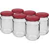 Borcane 250 ml fi66/4 capac bordo - 6 buc. ['set de borcane', ' borcane pentru murături', ' borcane pentru gemuri', ' borcane cu capace', ' borcane fi 66', ' borcane cu capace 4 cleme', ' borcane cu capace bordo', ' pentru conserve', ' pentru sterilizare', ' recipient pentru condimente']