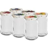 Borcane 300 ml cu capac colorat fi 66 - 6 buc. ['borcane pentru conserve', ' borcane 300 ml', ' set de borcane', ' borcane pentru conserve', ' borcane cu capace colorate', ' capace colorate', ' pentru compoturi', ' pentru gemuri']