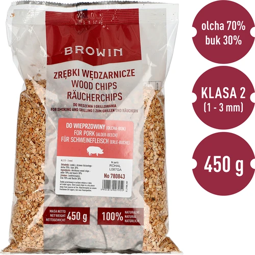Așchii de lemn pentru afumare/grătar 70% arin + 30% fag, 450 g, cl. 2 - 3