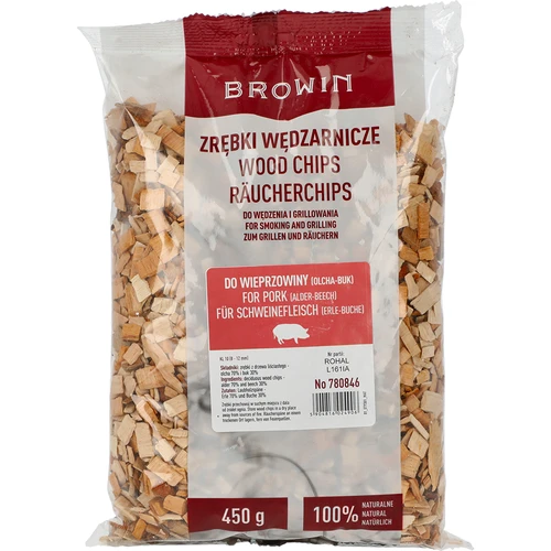 Așchii de lemn pentru afumare/grătar – porc, mix (70% arin, 30% fag), 450 g, cl. 10