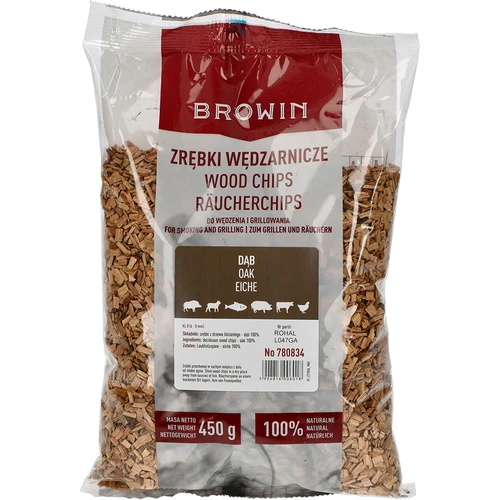 Așchii de lemn pentru afumare/grătar, stejar, 450 g, clasa 8