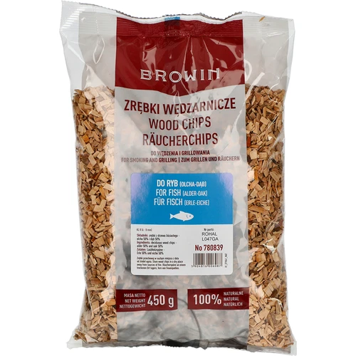 Așchii pentru afumare/grătar, 50% stejar + 50% arin, 450 g, clasa 8