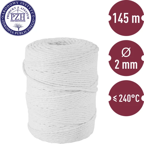 Ață pentru mezeluri din bumbac alb (240°C) 145 m - 2