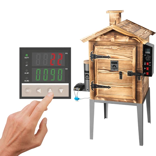 Afumătoare 115 L dragON Wood 60E – din lemn, cu focar pe lemne, cu modul electric de încălzire și controler