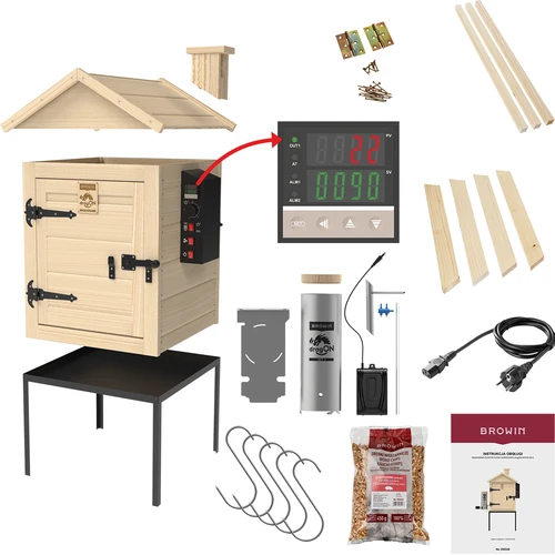 Afumătoare 115 L dragON Wood 60E din lemn, cu modul de încălzire electric și controler  - 1 