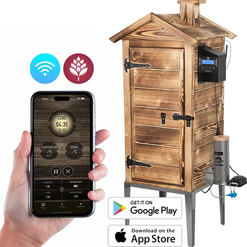 Afumătoare cu Wi‑Fi, 200 L – dragON WOOD 100IQ cu modul electric de încălzire și controler, pe lemne