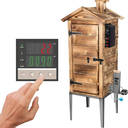 Afumătoare de grădină 200 L dragON Wood 100E – pe lemne, cu modul electric de încălzire și controler