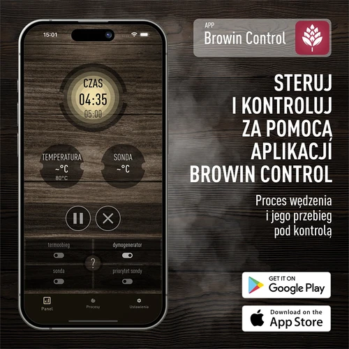 Afumătoare dragON PLYWOOD NATURE fără cadru, cu controler Wi‑Fi, 200 L - 11