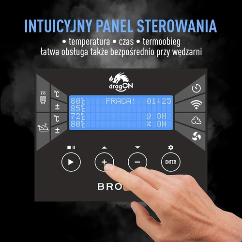 Afumătoare dragON PLYWOOD NATURE fără cadru, cu controler Wi‑Fi, 200 L - 10