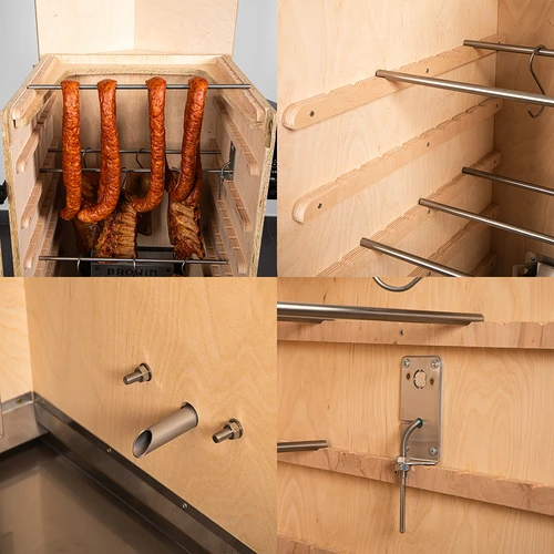 Afumătoare dragON PLYWOOD NATURE fără cadru, cu controler Wi‑Fi, 200 L - 5