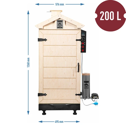 Afumătoare fără cadru dragON PLYWOOD NATURE cu controler digital, 200L - 8