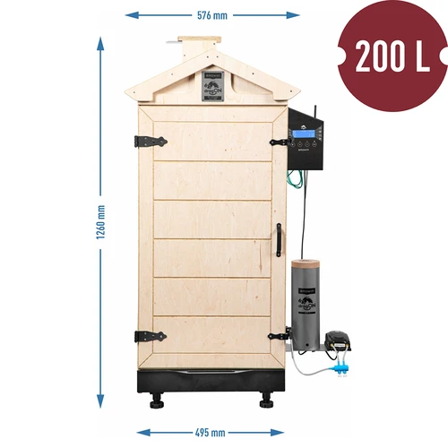 Afumătoare fără cadru dragON PLYWOOD NATURE cu controler Wi-Fi, 200 L - 8