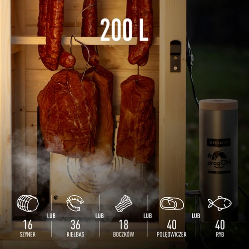 Afumătoare fără cadru dragON PLYWOOD NATURE cu controler Wi-Fi, 200L - 14