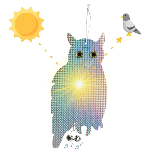 Agățătoare reflectorizantă pentru speriat păsările - bufniță cu clopoței - 5