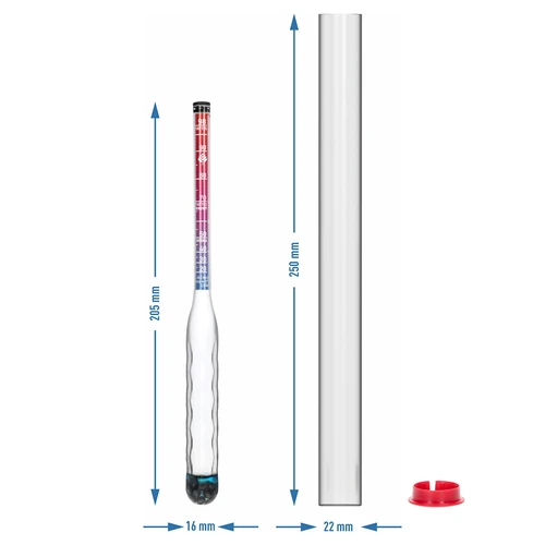 Alcoolmetru care nu se sparge cu eprubetă, domeniu de măsurare 20–98% - 7