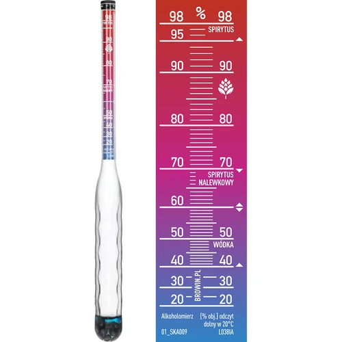 Alcoolmetru rezistent la spargere cu eprubetă, interval de măsurare 20-98% - 3