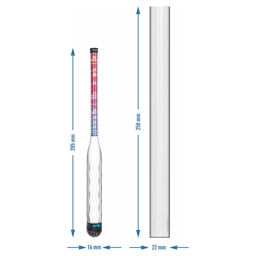 Alcoolmetru rezistent la spargere cu eprubetă, interval de măsurare 20-98% - 6