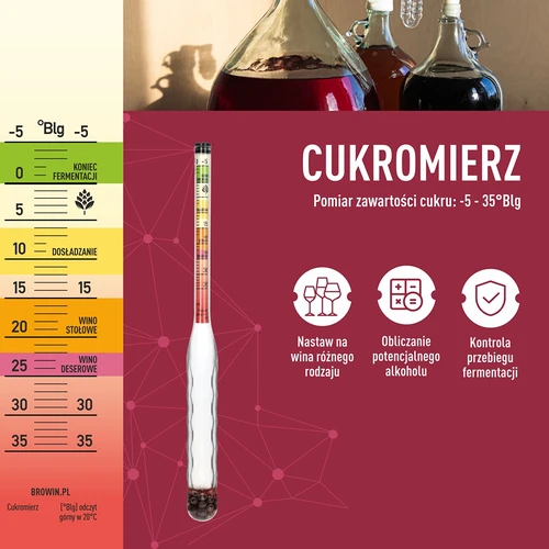Areometru pentru zahăr necasant cu probetă, domeniu de măsurare: -5–35°Blg - 6