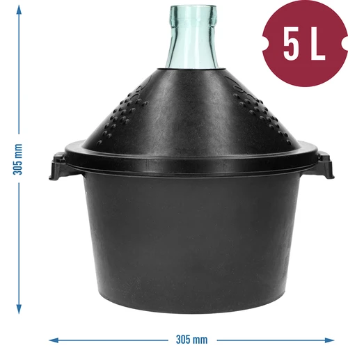 Balon de sticlă pentru vin 5 L - în coș din material plastic - 7