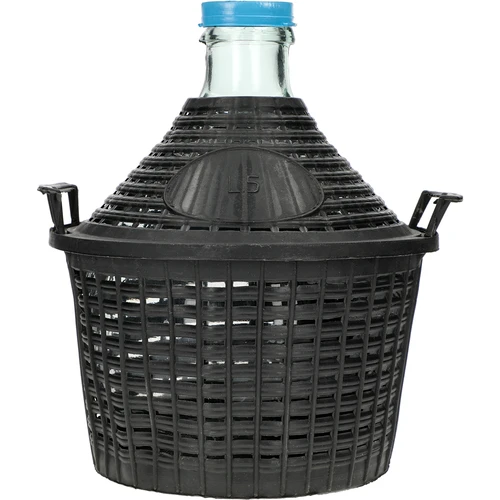 Balon de vin 5L în coș de plastic