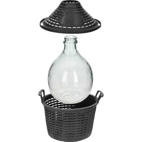 Balon de vin 5L în coș de plastic - 4