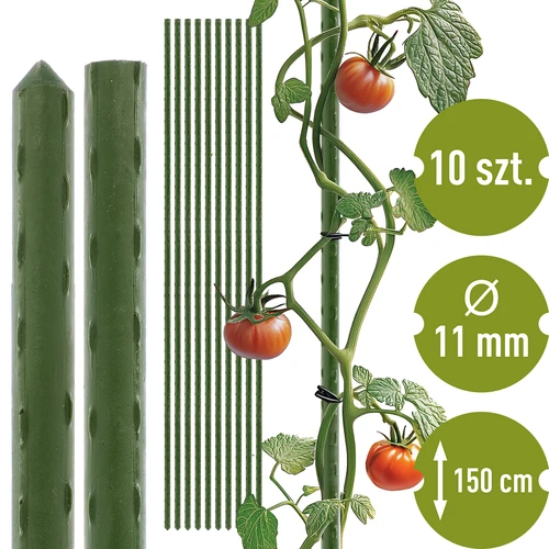 Bețe de grădină Bioogród – oțel acoperit, 1,5 m, fi 11 mm, 10 buc.