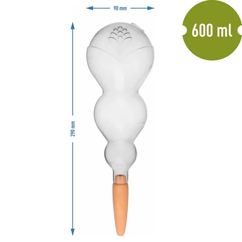 Bilă de irigare triplă (cu trei compartimente), transparentă incoloră, cu picior ceramic, 600 ml - 5