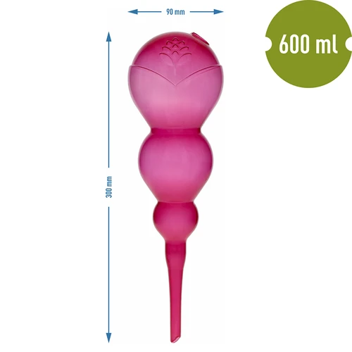Bilă de udare triplă (cu trei compartimente), transparentă roz, 600 ml - 5