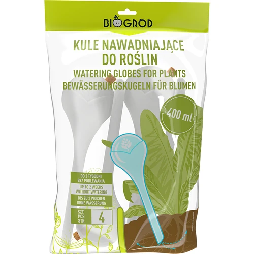 Bile de irigare pentru plante, albe semitransparente cu dop, 400ml, 4 buc. - 4