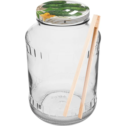 Borcan 1,5 L, fi 82/6 cu capac colorat + clești