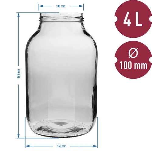 Borcan 4L cu capac negru ø 100 - 6