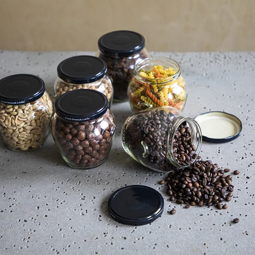 Borcan Amfora 580 ml (fi 82) cu capac negru 6 buc. - 5