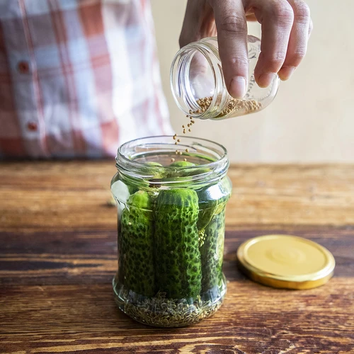 Borcan fisz ondulat 500ml - cu capac auriu fi 82/6, 6 buc. - 6