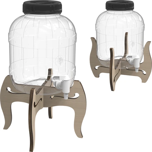 Borcan incasabil 5L cu robinet și suport din lemn, cu două fețe - 5