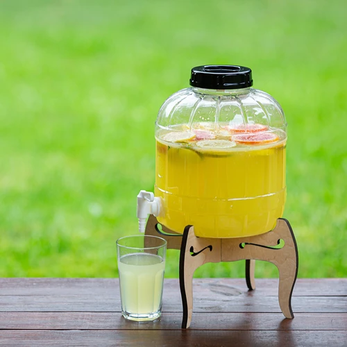 Borcan incasabil 8L cu robinet și suport din lemn cu două fețe - 18