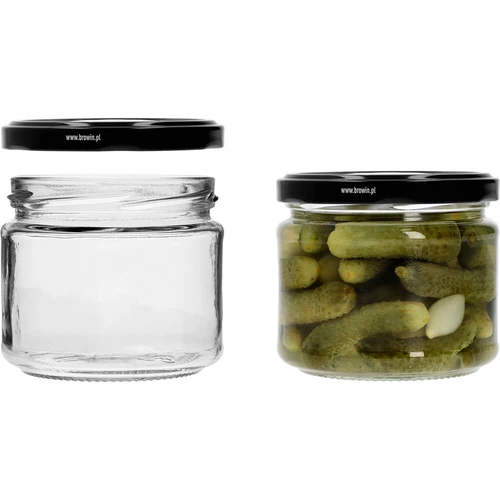 Borcan jos 330ml - cu capac negru fi 82/6, 6 buc. - 5