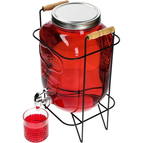 Borcan Limonadă 8 L - cu robinet, pe suport metalic cu mânere - 5