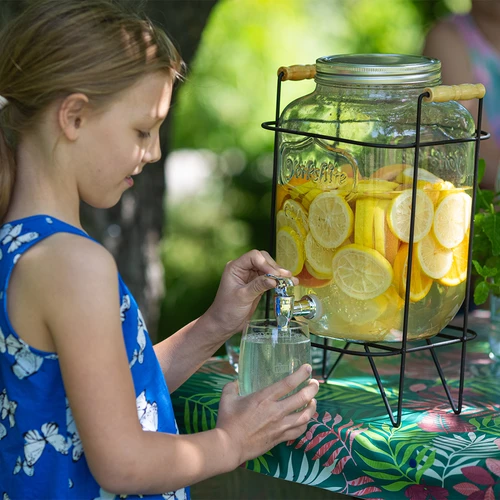 Borcan Limonadă 8 L - cu robinet, pe suport metalic cu mânere - 8