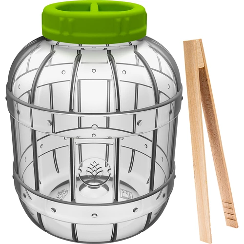 Borcan multifuncțional, rezistent la spargere, pentru murături + clești, 5L