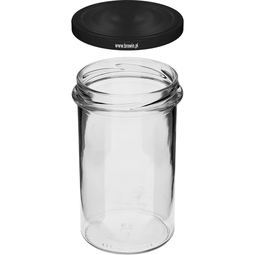 Borcan simplu 545ml (fi 82) - cu capac negru, 6 buc. - 4